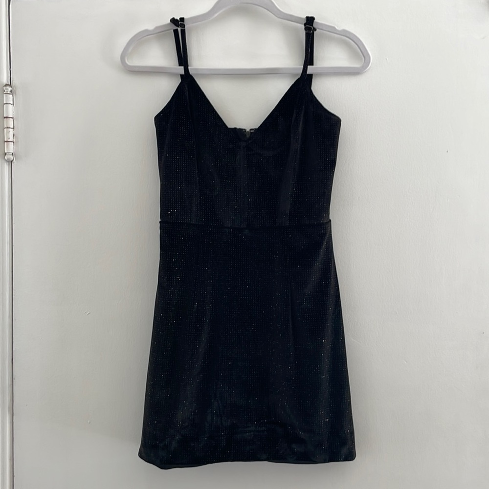 Cosmopolitan Dress the Population Vida Black Velvet Mini Dress w/ sparkle S